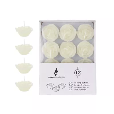 Mega Candles - Unscented 1.5  Floating Flower Candles - Ivory Set Of 12 • $9.99