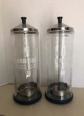 2 Genuine Vintage Barbicide Large Disinfecting Jar Barber Shop King Research • $27.95