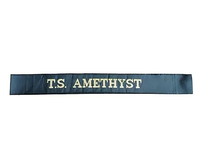 T.S. Training Ship Amethyst Full Length Navy Cap Tally • £6.99