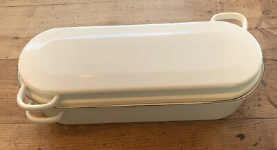 $85 • Buy Vintage White Enamel Porcelain Fish Poacher W/Lid & Rack