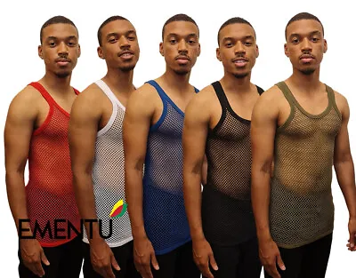 £5.99 • Buy Mens String Mesh Vest Cotton Fish Net Fitted Muscle Tank Top Sizes S-3xl