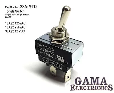 30 Amp SPST Single Pole Single Throw 2 Position Off-On Toggle Switch - 28A-MTD • $18.95