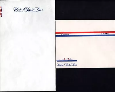 Original S.S. UNITED STATES Unused Air Mail Stationery & Matching Envelope • $18.50