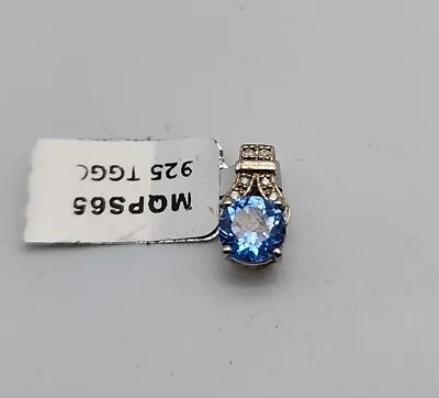 Diamonique Sterling Silver 925 Pendant Blue Stone Made In Jaipug India New  • $29.99