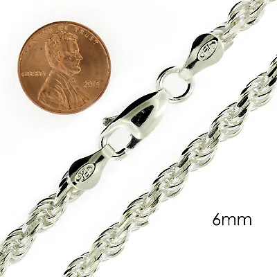 Sterling Silver Diamond Cut Rope Chain Mens Bracelet Or Necklace Rhodium Finish • $85.99