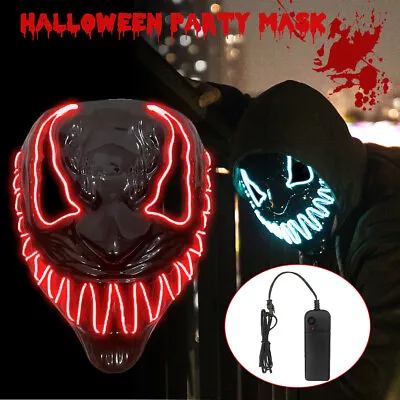 Halloween Clubbing Light Up LED Mask Costume Rave Cosplay Party Purge 3 Modes • $18.89