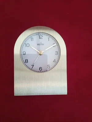 Acctim Mantel Alarm Clock Quartz Brushed Metal Champagne Sutherland Model NWB • £12