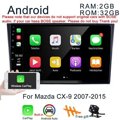 32GB For Mazda CX-9 2007-2015 Android 12 Car Stereo GPS Radio WIFI Navi Carplay • $128.79