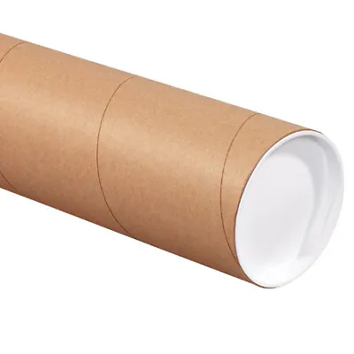Pack Of 15 Brown Kraft Mailing Tubes 4x20  Secure Caps For Shipping • $71.33