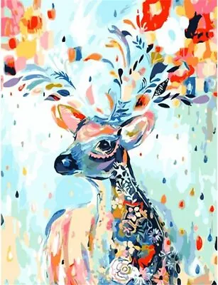 DIY Oil Painting By Numbers Kit Paint On Canvas For Adult Flower Deer Frameless • £6.44