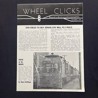 Wheel Clicks Pacific Railroad Society Monthly Newsletter Journal 1978 November • $12.99