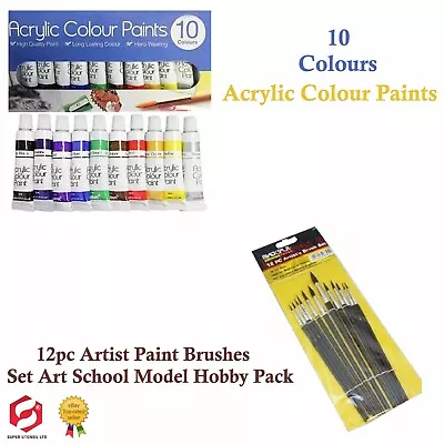 12 Pc Artist Paint Brush Set Professional Fine Model Making Art Oil Acrylic   • £4.99