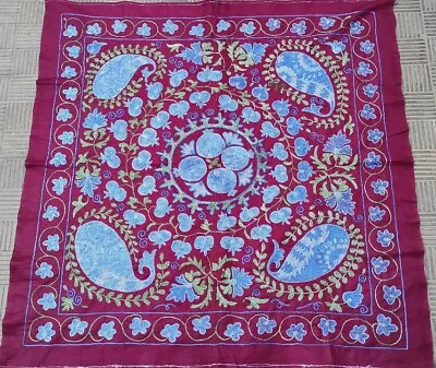 Silk On Cotton Suzani Wall Hanging Uzbek Handmade Embroidery 35 X35  D-3B • $110