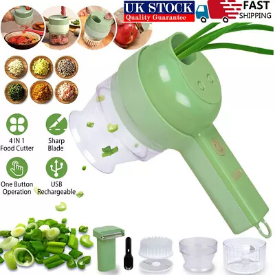 4In1 Multifunctional Electric Vegetable Cutter Slicer Garlic Mud Masher Chopper • £8.99