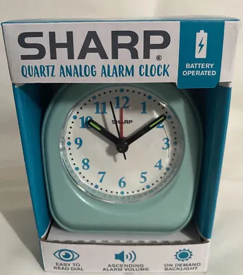 Sharp Quartz Analog Ascending Alarm Clock Mint Color Battery Operated NEW • $15