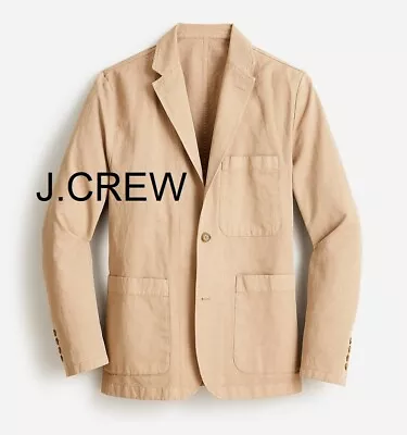 J.CREW Blazer Beige Khaki Chore Cotton Linen Chino Tan Suit Jacket 36S S Casual • $98.50