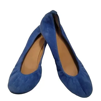 J. CREW Cece Blue Suede Ballet Flats Size 6 • $22