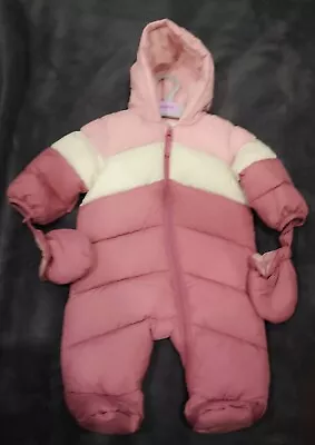 £14.95 • Buy Bnwt Marks And Spencer M & S Baby Girls Pink Snowsuit Pramsuit 3-6 Mnths Rrp £24