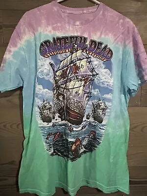 Vintage Grateful Dead  T-Shirt Men’s L Ship Of Fools Tie Dye Liquid Blue 2001 • $60