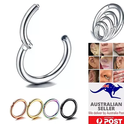 Surgical Steel Hinged Segment Clicker Hoop Ring Body Piercing Lip Ear Nose 1pc • $6.95