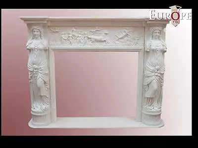 Beautiful Hand Carved Victorian Style Solid Marble Fireplace Mantel - Lst2 • $4500