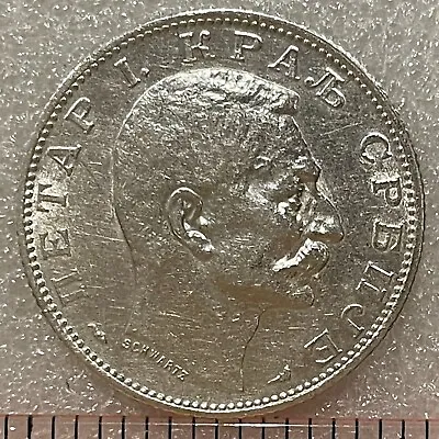 1915 SERBIA Silver 2 DINARA Coin Peter I Free Shipping. • $38.99