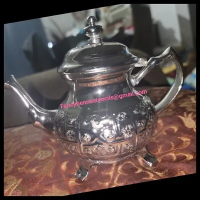 Moroccan Royal Teapot Tea Set Handmade Silver Authentic Morocco Medium Size • $69.99