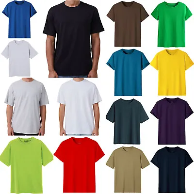 Adult 100% Cotton T-Shirt Unisex Men's Basic Plain Blank Crew Tee Tops Shirts • $11.95