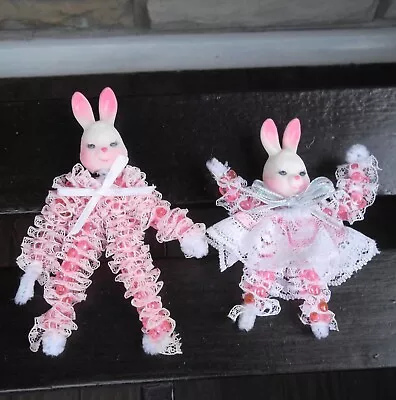 Unique Easter Bendable Bunny Rabbits Bendy Posable Vintage Easter Decoration • $14.99