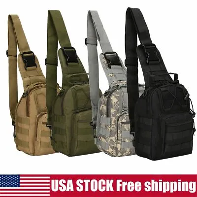 Men Molle Tactical Sling Chest Bag Assault Pack Messenger Shoulder Backpack US • $11.95