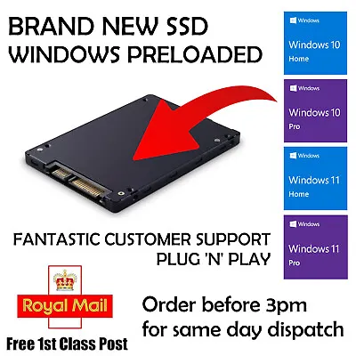 £13.90 • Buy Preloaded Windows 10/11 Ssd - 128gb 256gb 512gb 1tb - Brand New - Plug 'n' Play