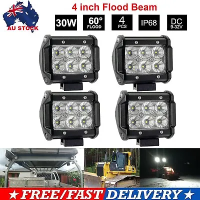 4Pcs 4inch CREE LED Work Lights Flood Reverse Ute Truck 12V 24V • $20.49