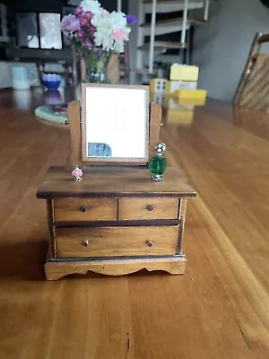 Vintage Hall's Lifetime Toys Wood Bedroom Dresser With Mirror Furniture 1:12 • $27.50