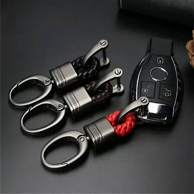 1Pc Keychain Metal Leather Key Chain Ring Keyfob Car Keyring Holder Accessories • $8.38