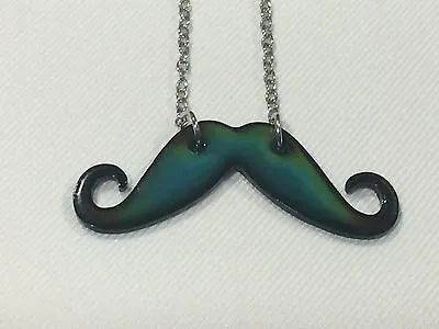 New Black Large Mustache Mood Necklace Color Change Pendant Mood Charm • $7.99