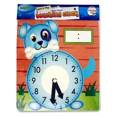£2.95 • Buy Wipe Clean 25.5 X 26.5cm Dog Teaching Clock By Clever Kidz Learn To Tell Time