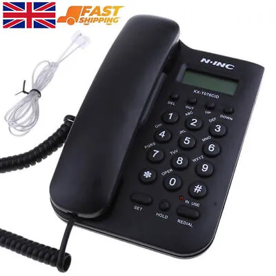 Large Button Landline Corded Phone Home Office Desk Telephone Caller ID Redial • £9.99