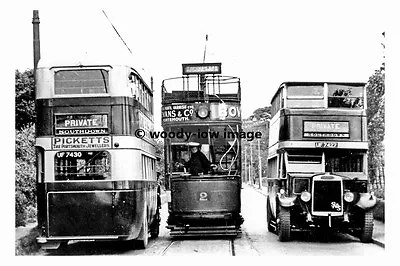 Pt7666 - Portsdown & Horndean Tram No 2 & 2 Southdown Buses - Print 6x4 • £2.20