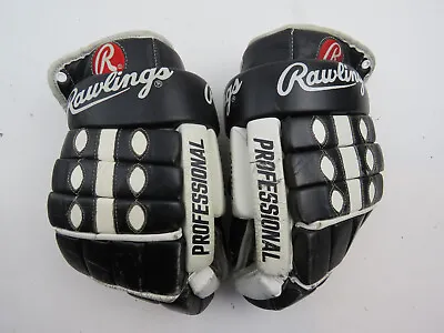 Vintage Black And White Leather Rawlings 999 Ice Hockey Player Gloves Size 14.5  • $99.95