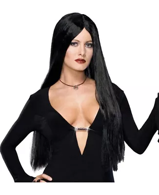 New Women’s Long Black Sexy Wig Morticia Addams Halloween Cosplay • $33