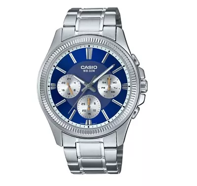 CASIO MTP-1375D-2A1 Blue Analog Stainless Steel Strap  Men's Watch MTP1375D • $83.99