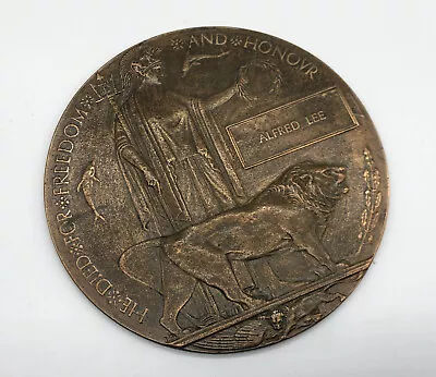 £109.95 • Buy First World War Memorial Death Plaque To Alfred Lee