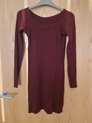 H&M Burgundy Dark Purple Off The Shoulder Jumper Dress Top. Size M • £5