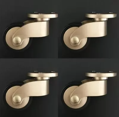 4PCS Solid Brass Casters 360° Rotary Table Chair Sofa Cabinet Feet Rubber Wheels • $37.71