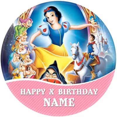 £2.99 • Buy Snow White Birthday Cake Topper Personalised Edible Icing Round Circle