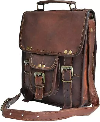 11 X 9 Inch Vintage Genuine Leather IPad/Tablet Satchel Cross Body Messenger Bag • $45.11