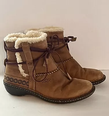 UGG  Australia Women's Cove Brown 5136 Suede Sheep Skin Leather Boots Size 9 • $34.99