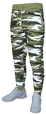 Mens Slim Fit Jogging Bottoms Camouflage Skinny Sweat Pants Zip Pockets S - 2XL • £12.99