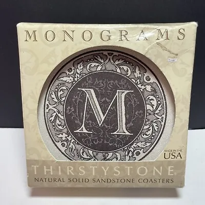 Thirstystone Monogram Sandstone Coasters Set-Qty: 4- Monogram:  M” With Box READ • $15