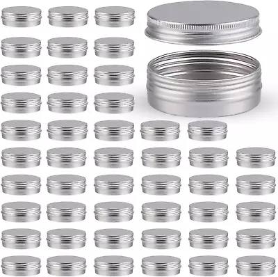 48Pack 2oz Metal Round Tins Aluminum Tin Can Containers With Screw Lid For Salve • $27.59